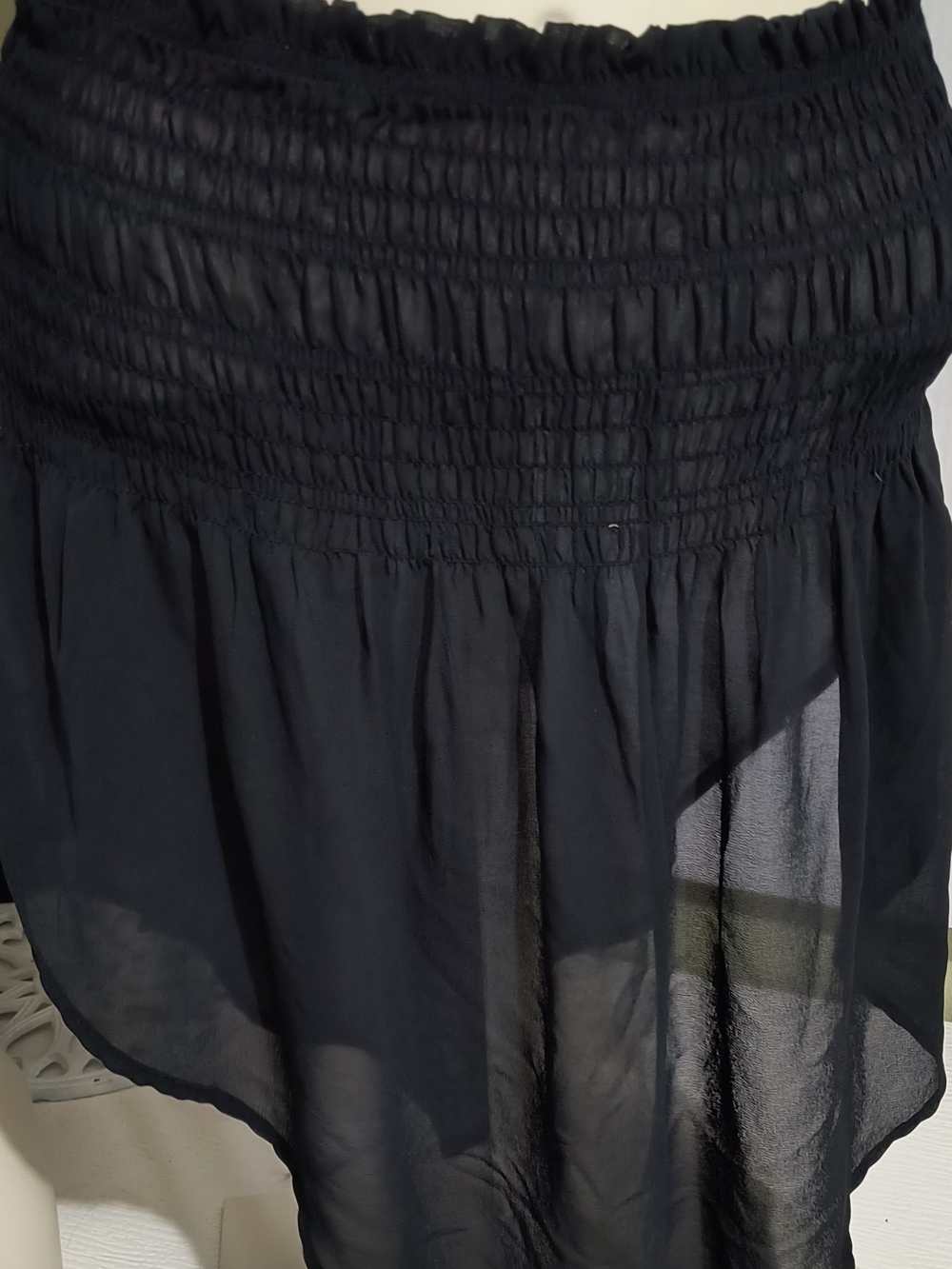 wild fable Black High-Low Sheer Smocked Skirt